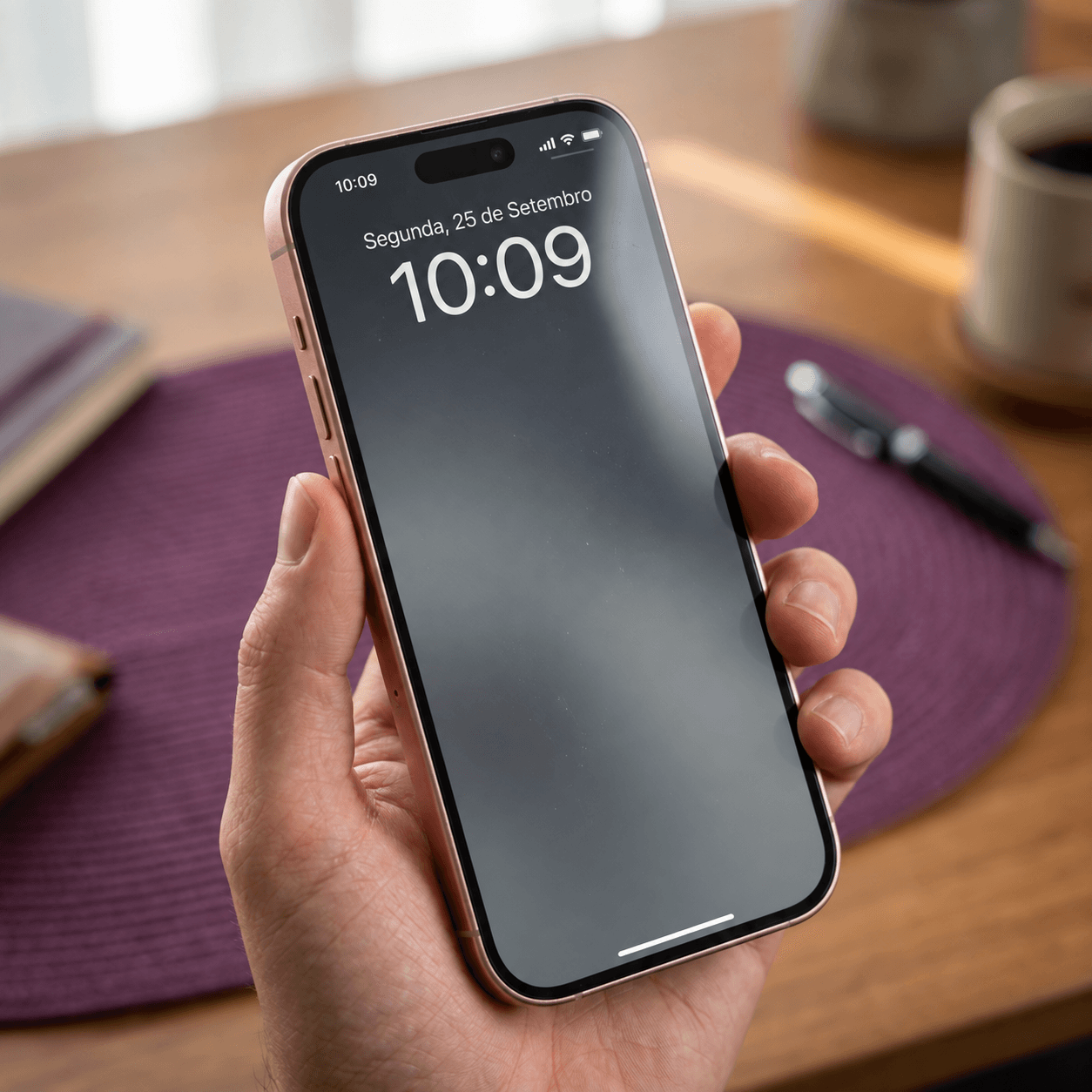 Celular na mão com notificações de Pix recebido